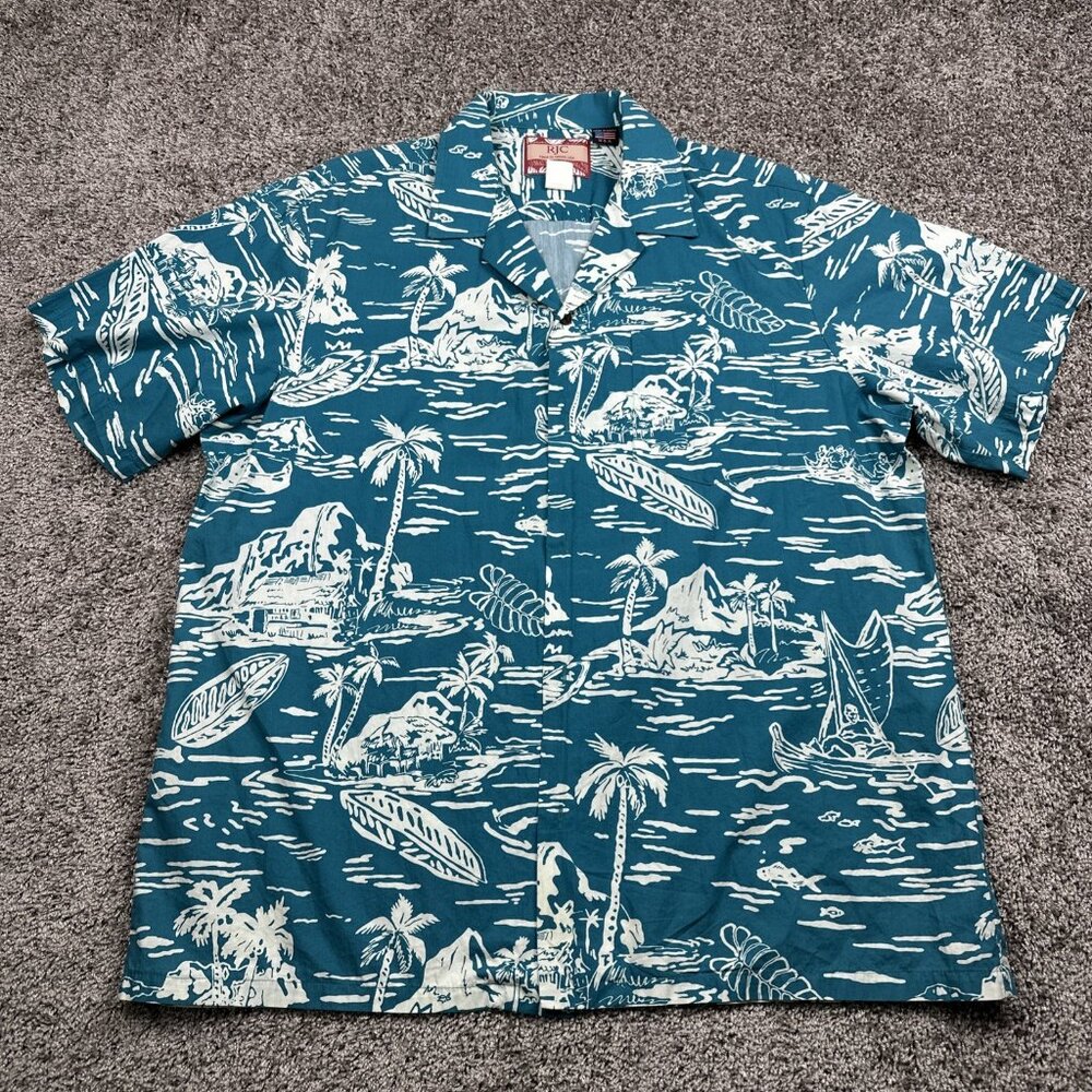 RJC VTG Cotton Hawaii Islands Palm Trees Hawaiian‎ Shirt Hawaii USA Men's XL